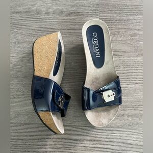 Cordani Aries Wedge Sandal Patent Leather
Blue Buckle Made In Italy Wedge Heels